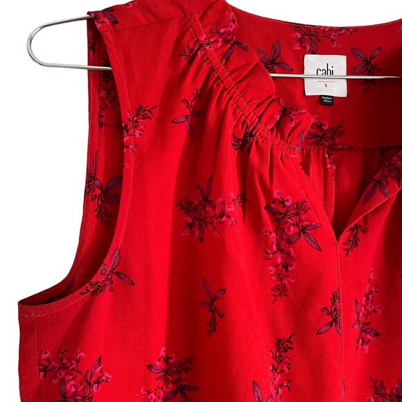CAbi Womens 5222 Red Fierce Floral Sleeveless Top S - Picture 5 of 8